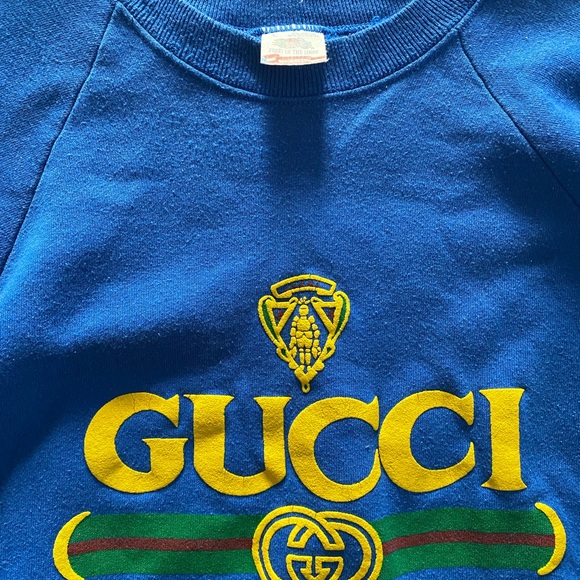 Vintage 90’s Fruit of the Loom Blue Men's Crewneck sweatshirt size large - Picture 2 of 6